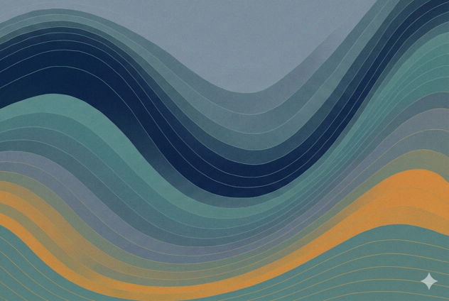 AI generated image of abstract multicoloured waveforms.